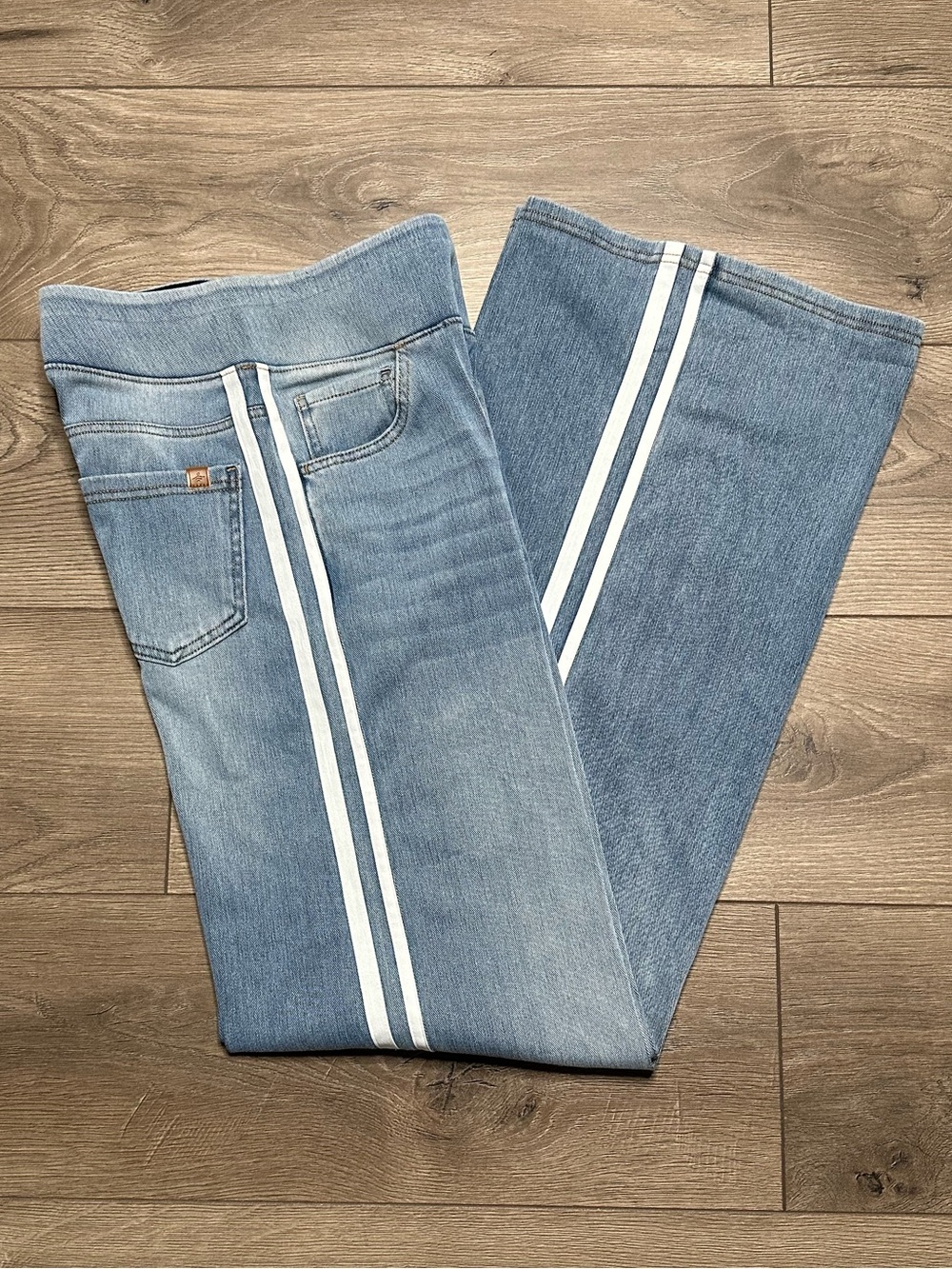 Halara Flex High Waisted Stripe Wide Leg Flowy Washed Casual Jeans Blue XS Tall - Picture 3 of 14